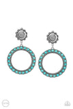 Playfully Prairie - Blue Clip-On Earrings - Paparazzi Accessories Clip-On Earrings Bedazzle Me Pretty Mobile Fashion Boutique