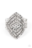 Plead GLITZY - Silver Ring - Paparazzi Accessories Ring Bedazzle Me Pretty Mobile Fashion Boutique