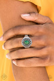 Please and Thank You - Green Ring - Paparazzi Accessories Ring Bedazzle Me Pretty Mobile Fashion Boutique