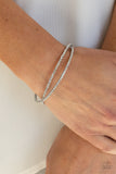 Plus One Status - White Bracelet - Paparazzi Accessories Bracelet Bedazzle Me Pretty Mobile Fashion Boutique