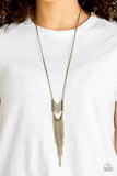 Point Taken - Brass Necklace - Paparazzi Accessories Necklace Bedazzle Me Pretty Mobile Fashion Boutique