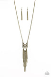 Point Taken - Brass Necklace - Paparazzi Accessories Necklace Bedazzle Me Pretty Mobile Fashion Boutique