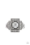 Polished Pantheon - White Ring - Paparazzi Accessories Ring Bedazzle Me Pretty Mobile Fashion Boutique