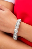 Polishing Promise - White Bracelet - Paparazzi Accessories Bracelet Bedazzle Me Pretty Mobile Fashion Boutique