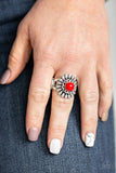 Poppy Pep - Red Ring - Paparazzi Accessories Ring Bedazzle Me Pretty Mobile Fashion Boutique