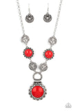 Poppy Persuasion - Red Necklace - Paparazzi Accessories Necklace Bedazzle Me Pretty Mobile Fashion Boutique