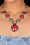 Poppy Persuasion - Red Necklace - Paparazzi Accessories Necklace Bedazzle Me Pretty Mobile Fashion Boutique
