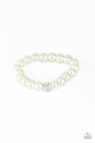 POSHing Your Luck - White Bracelet - Paparazzi Accessories Bracelet Bedazzle Me Pretty Mobile Fashion Boutique