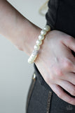 POSHing Your Luck - White Bracelet - Paparazzi Accessories Bracelet Bedazzle Me Pretty Mobile Fashion Boutique