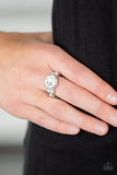 Poshly Pampered - White Ring - Paparazzi Accessories Ring Bedazzle Me Pretty Mobile Fashion Boutique