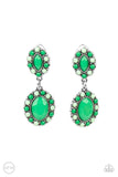 Positively Pampered - Green Clip-On Earrings - Paparazzi Accessories Clip-On Earrings Bedazzle Me Pretty Mobile Fashion Boutique