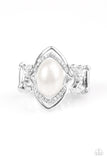 Positively Posh - White Ring - Paparazzi Accessories Ring Bedazzle Me Pretty Mobile Fashion Boutique