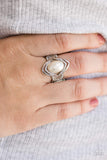 Positively Posh - White Ring - Paparazzi Accessories Ring Bedazzle Me Pretty Mobile Fashion Boutique