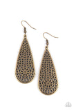 Posy Pasture - Brass Earrings - Paparazzi Accessories Earrings Bedazzle Me Pretty Mobile Fashion Boutique