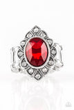 Power Behind The Throne - Red Ring - Paparazzi Accessories Ring Bedazzle Me Pretty Mobile Fashion Boutique