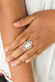 Power Behind The Throne - White Ring - Paparazzi Accessories Ring Bedazzle Me Pretty Mobile Fashion Boutique