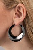 Power Curves - Black Earrings - Paparazzi Accessories Earrings Bedazzle Me Pretty Mobile Fashion Boutique