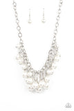 Powerhouse Pose - White Necklace - Paparazzi Accessories Necklace Bedazzle Me Pretty Mobile Fashion Boutique