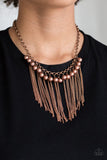 Powerhouse Prowl - Copper Necklace - Paparazzi Accessories Necklace Bedazzle Me Pretty Mobile Fashion Boutique