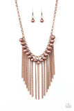 Powerhouse Prowl - Copper Necklace - Paparazzi Accessories Necklace Bedazzle Me Pretty Mobile Fashion Boutique