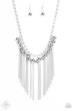 Powerhouse Prowl - Silver Necklace - Paparazzi Accessories Necklace Bedazzle Me Pretty Mobile Fashion Boutique