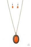 Practical Prairie - Orange Necklace - Paparazzi Accessories Necklace Bedazzle Me Pretty Mobile Fashion Boutique