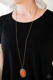 Practical Prairie - Orange Necklace - Paparazzi Accessories Necklace Bedazzle Me Pretty Mobile Fashion Boutique