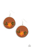 Prairie Patchwork - Orange Earrings - Paparazzi Accessories Earrings Bedazzle Me Pretty Mobile Fashion Boutique