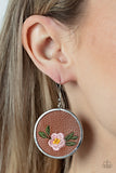 Prairie Patchwork - Pink Earrings - Paparazzi Accessories Earrings Bedazzle Me Pretty Mobile Fashion Boutique