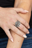 Prairie Primrose - Silver Ring - Paparazzi Accessories Ring Bedazzle Me Pretty Mobile Fashion Boutique