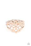 Prana Paradise - Rose Gold Ring - Paparazzi Accessories Ring Bedazzle Me Pretty Mobile Fashion Boutique