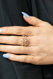 Prana Paradise - Rose Gold Ring - Paparazzi Accessories Ring Bedazzle Me Pretty Mobile Fashion Boutique