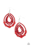 Prana Party - Red Earrings - Paparazzi Accessories Earrings Bedazzle Me Pretty Mobile Fashion Boutique