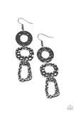 Prehistoric Prowl - Black Earrings - Paparazzi Accessories Earrings Bedazzle Me Pretty Mobile Fashion Boutique