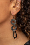 Prehistoric Prowl - Black Earrings - Paparazzi Accessories Earrings Bedazzle Me Pretty Mobile Fashion Boutique
