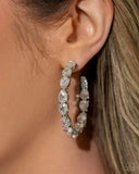 Presidential Pizzazz - White Earrings - Paparazzi Accessories Earrings Bedazzle Me Pretty Mobile Fashion Boutique