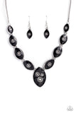 Pressed Flowers - Black Necklace - Paparazzi Accessories Necklace Bedazzle Me Pretty Mobile Fashion Boutique