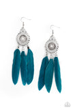 Pretty in PLUMES - Blue Earrings - Paparazzi Accessories Earrings Bedazzle Me Pretty Mobile Fashion Boutique