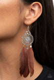 Pretty in PLUMES - Brown Earrings - Paparazzi Accessories Earrings Bedazzle Me Pretty Mobile Fashion Boutique