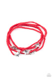Pretty Patriotic - Red Bracelet - Paparazzi Accessories Bracelet Bedazzle Me Pretty Mobile Fashion Boutique
