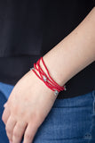 Pretty Patriotic - Red Bracelet - Paparazzi Accessories Bracelet Bedazzle Me Pretty Mobile Fashion Boutique
