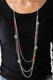 Pretty Pop-tastic! - Red Necklace - Paparazzi Accessories Necklace Bedazzle Me Pretty Mobile Fashion Boutique