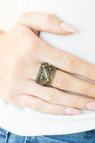 Primal Patterns - Brass Ring - Paparazzi Accessories Ring Bedazzle Me Pretty Mobile Fashion Boutique