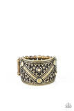 Primal Patterns - Brass Ring - Paparazzi Accessories Ring Bedazzle Me Pretty Mobile Fashion Boutique