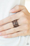 Primal Patterns - Copper Ring - Paparazzi Accessories Ring Bedazzle Me Pretty Mobile Fashion Boutique