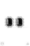 Prime Time Shimmer - Black Clip-On Earrings - Paparazzi Accessories Clip-On Earrings Bedazzle Me Pretty Mobile Fashion Boutique