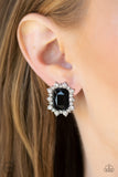 Prime Time Shimmer - Black Clip-On Earrings - Paparazzi Accessories Clip-On Earrings Bedazzle Me Pretty Mobile Fashion Boutique
