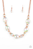 Prismatic Magic - Copper Necklace - Paparazzi Accessories Necklace Bedazzle Me Pretty Mobile Fashion Boutique