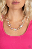 Prismatic Magic - Gold Necklace - Paparazzi Accessories Necklace Bedazzle Me Pretty Mobile Fashion Boutique
