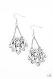 Prismatic Pageantry - White Earrings - Paparazzi Accessories Earrings Bedazzle Me Pretty Mobile Fashion Boutique